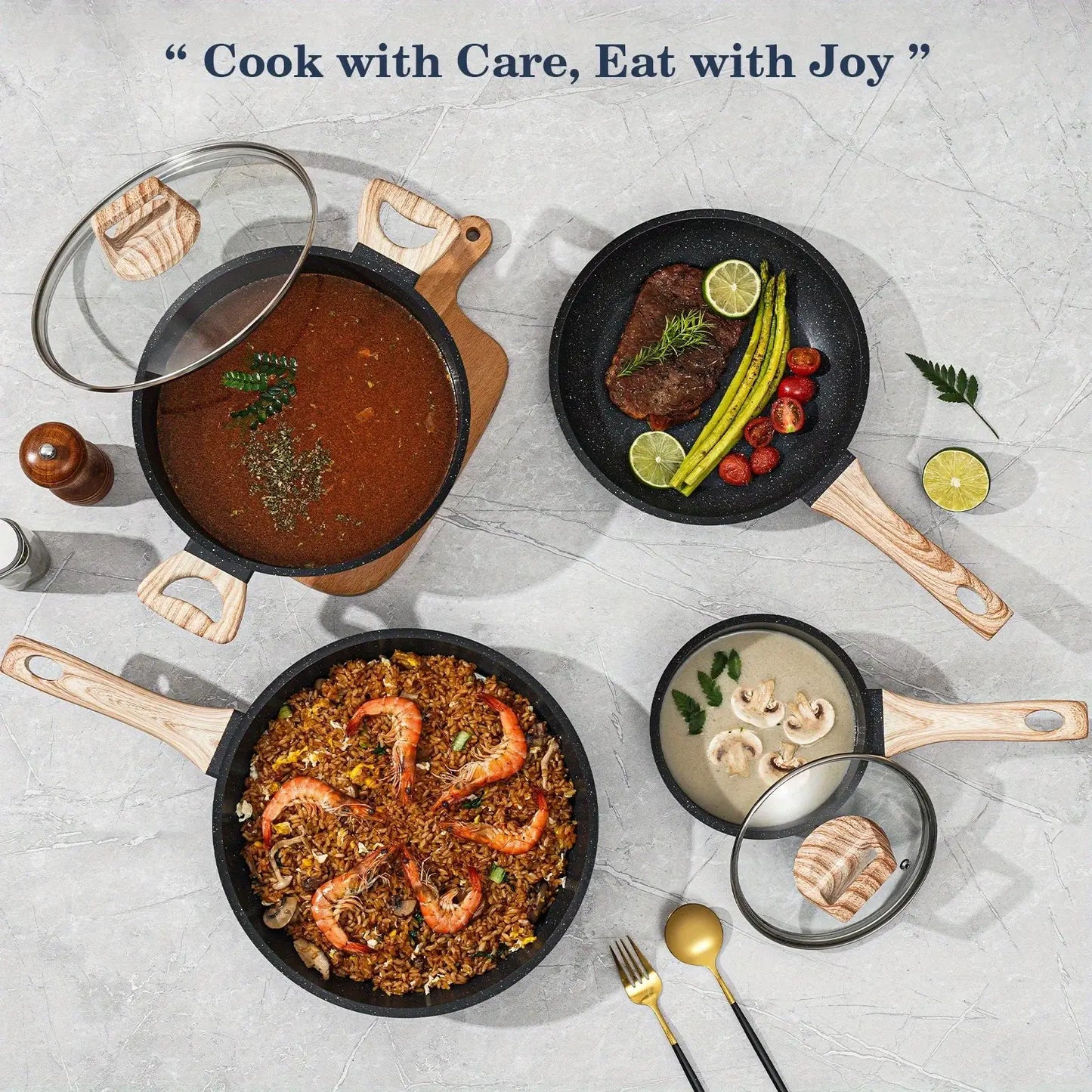 12 Pots And Pans Set Non-stick Cookware Set, Cooking Utensils, Non-stick Pans, Granite Cooking Set Including Frying Pans, Frying from PriceLows™