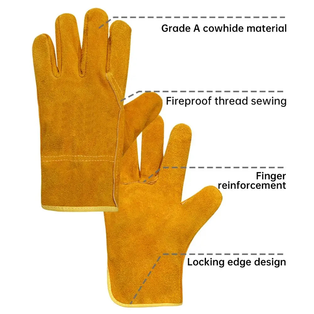 1 Pair Fireproof Durable Sheepskin Leather Welder Gloves for Welding Metal Hand Tools Anti-Heat Work Safety Gloves from PriceLows™