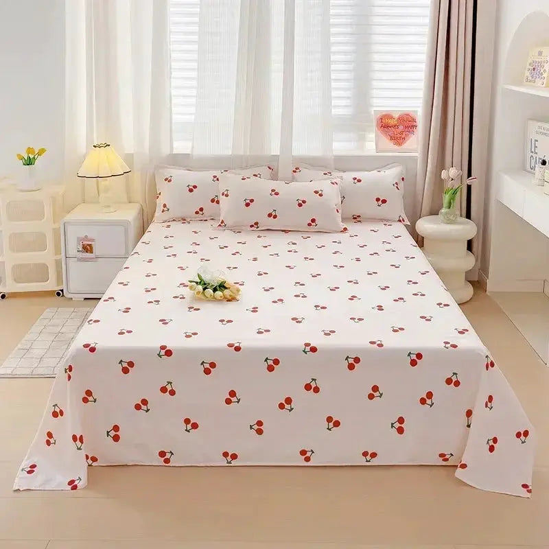 Washed Cotton Bed Fat Sheet Flower Series Printed Double Top King Sheets for Girls Boys Kids Single Queen King Size Bed Linen from PriceLows™