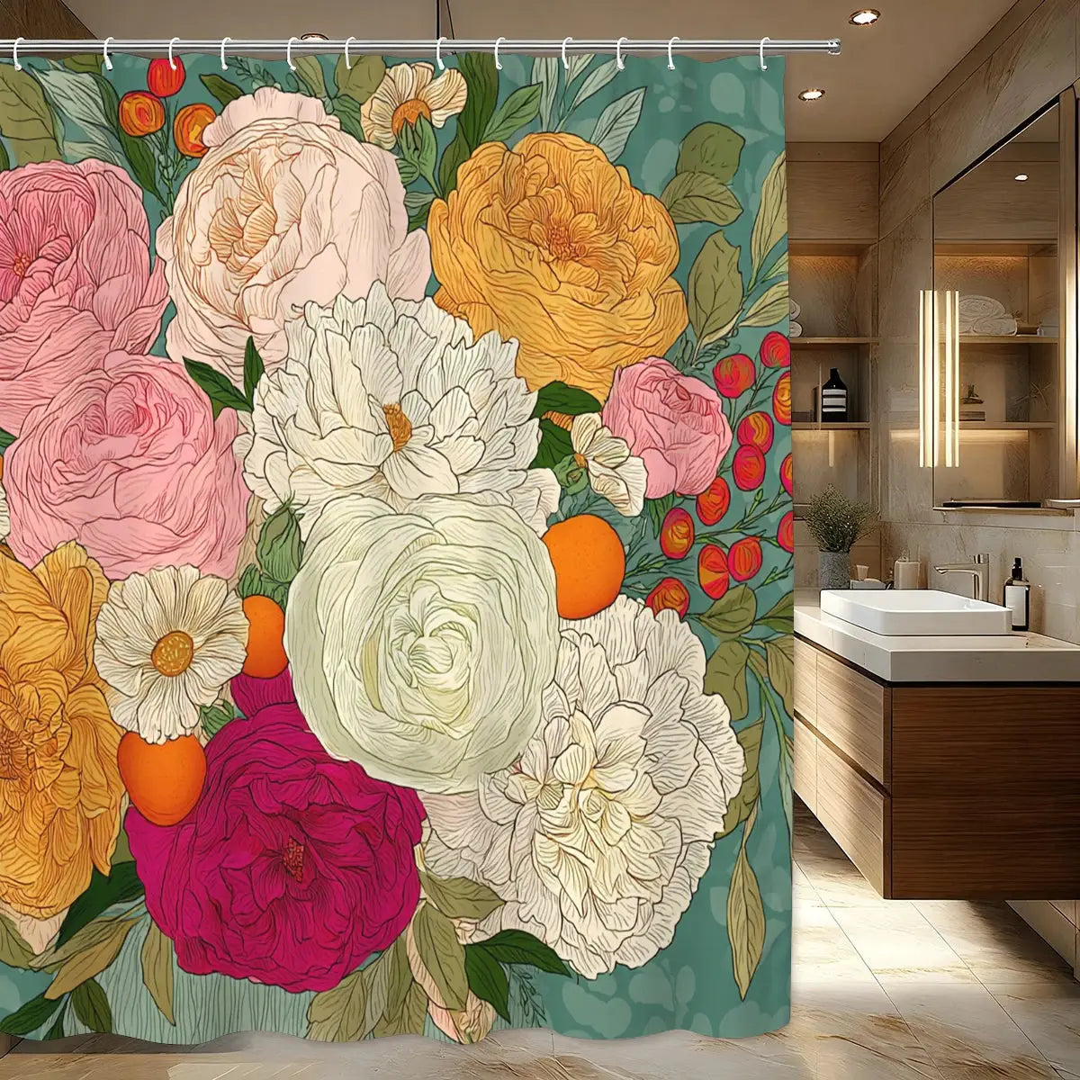 Vibrant & Fun Themed Polyester Shower Curtain - Stylish Bath Decor, Creative Bathroom Polyester For Home & Hotel from PriceLows™