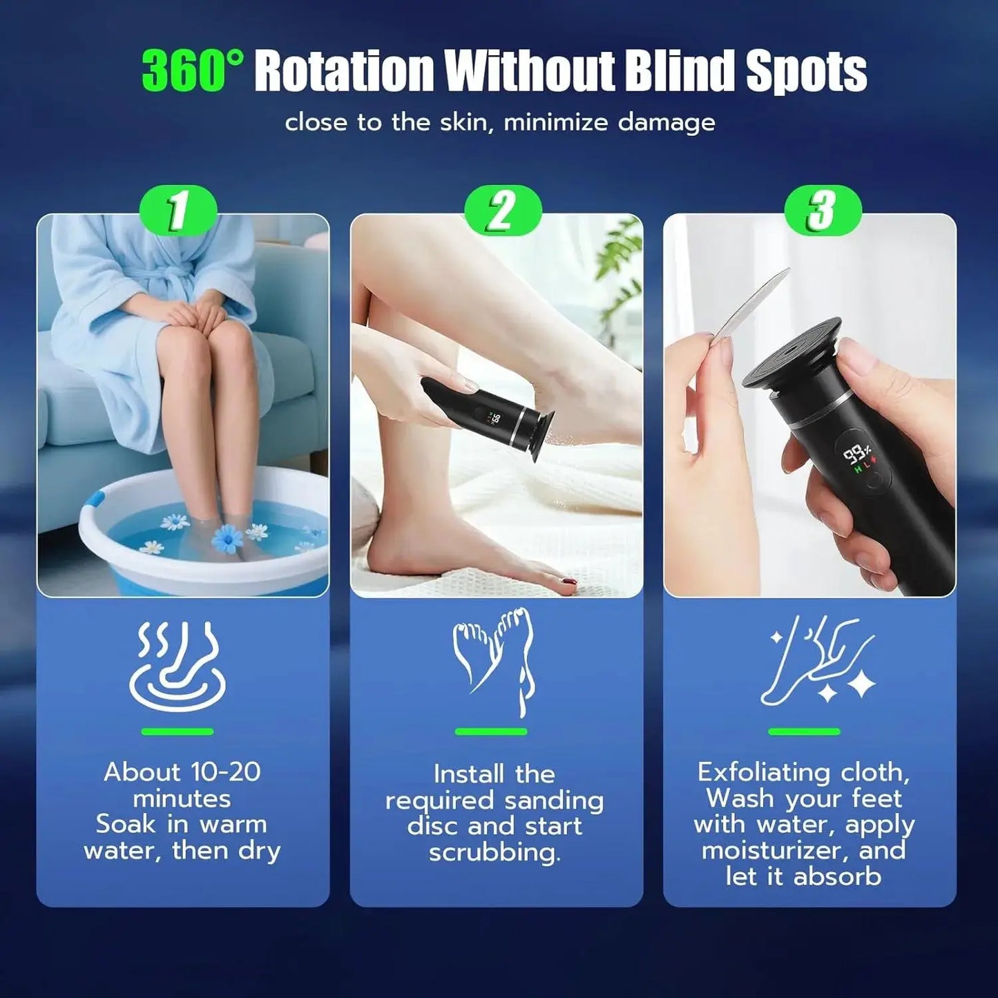 Aluminum Alloy Professional Electric Callus Remover With 60PCS Replacement Pads Electric Foot File, Foot Care Tools, Gift Box from PriceLows™