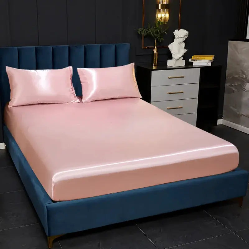 Satin Fitted Sheet Set | Elastic Bands | 9 to 14 Inch Deep Pocket | 3 Piece Set