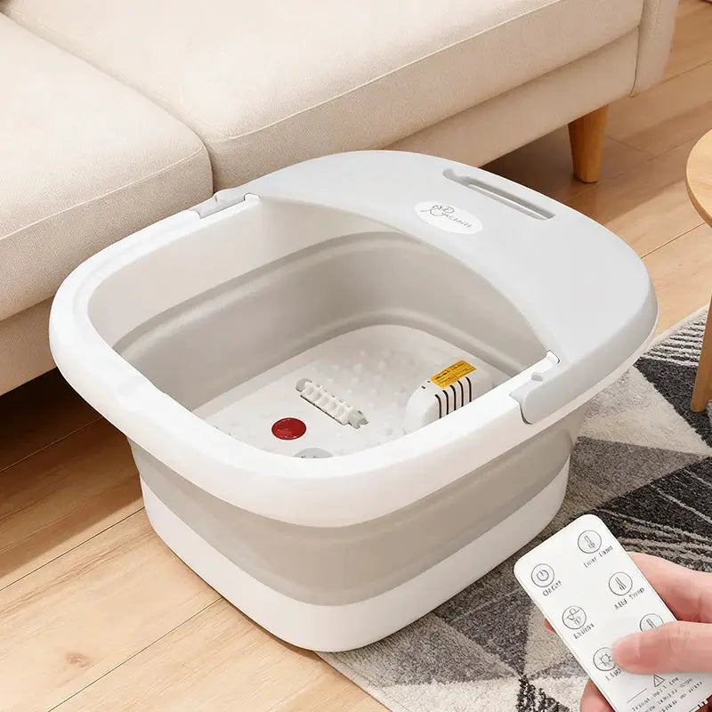 Folding Foot Bath Massager | 4 Rollers | Heat Vibration With Remote