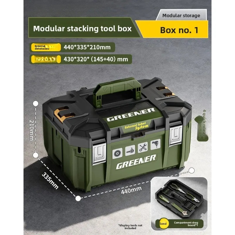 Stackable Toolbox Set Large Hardware Wide Storage Tote Luggage Rolling Handle Multi Function Organizer Box Tool Box Tool Chest from PriceLows™