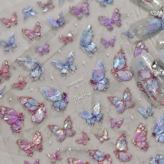 1Pcs 5D Embossed Aurora Butterfly Nail Art Stickers Self Adhesive Decals For Nails Decoration DIY 3D Acrylic Nail Supplies Parts from PriceLows™