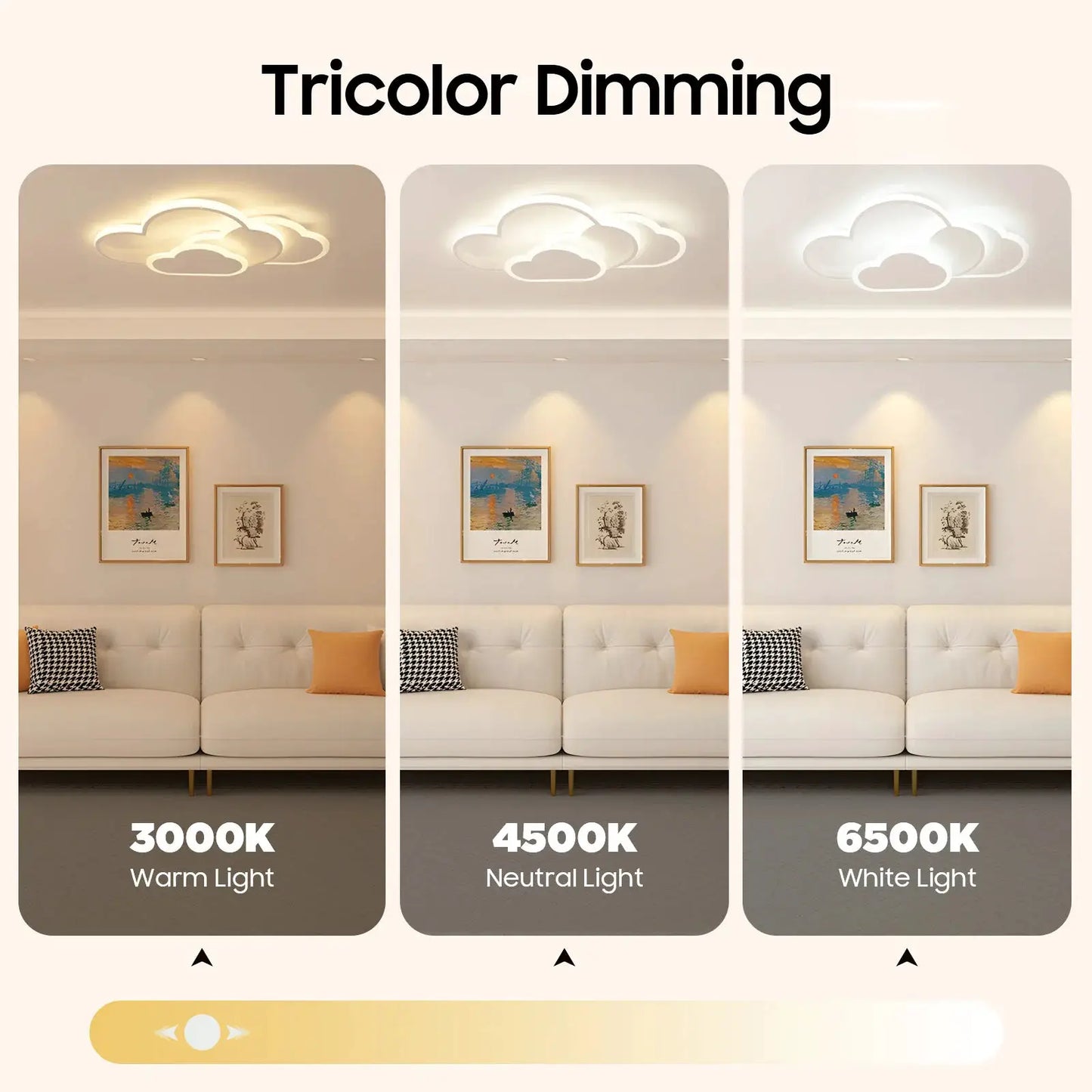 Cloud Shape LED Ceiling Light Fixture Modern 3-Color Lighting Acrylic Ceiling Lamp for Living Room Bedroom Kid's Room 52x31cm from PriceLows™