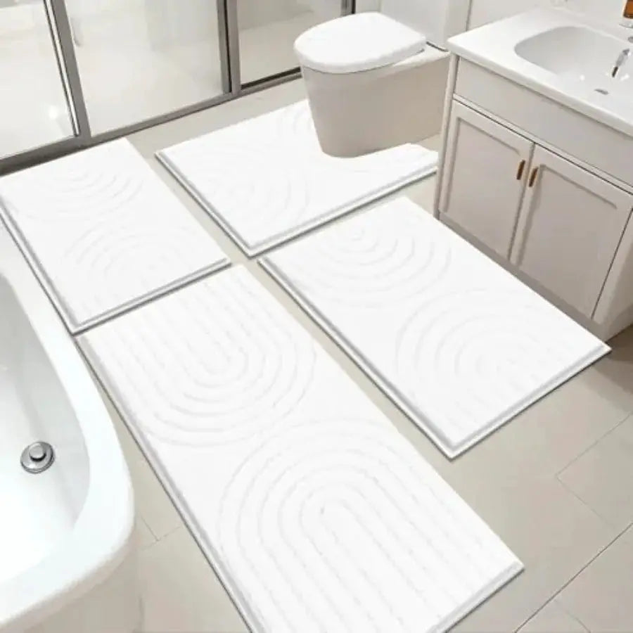 HEBE Bathroom Rugs Set 5 Pcs, Plush Absorbent Bath Mats for Bathroom, Non Slip Machine Washable Bath Mat Set with Toilet Cover, from PriceLows™