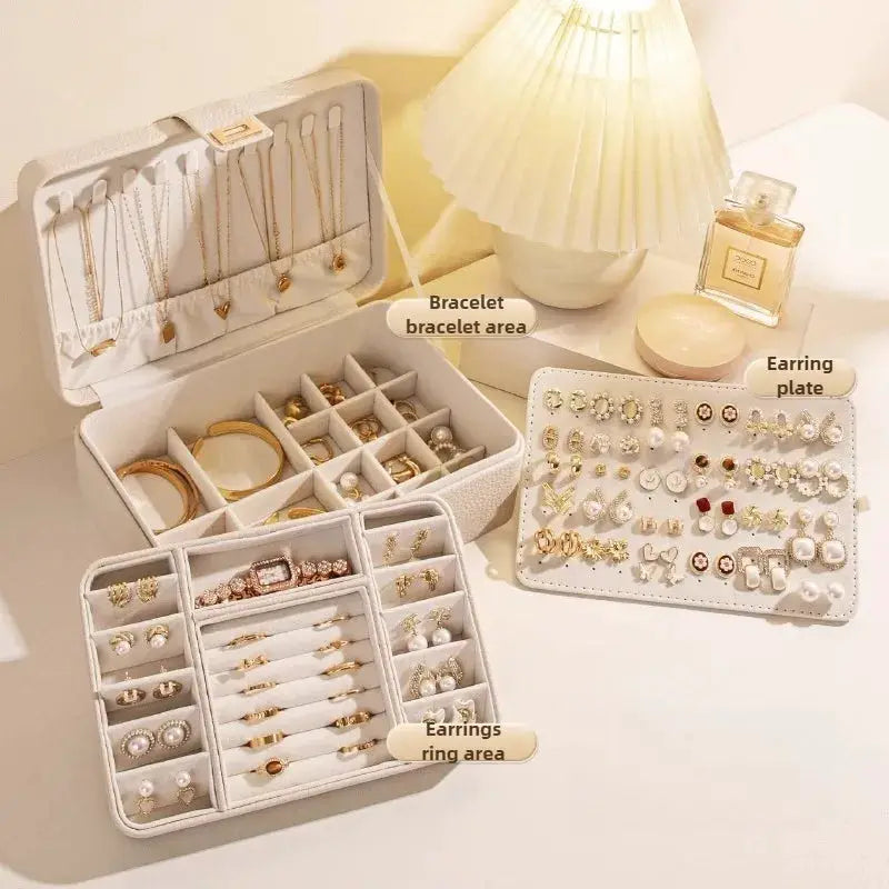 Jewelry Box, Ring, Earrings, Necklace, Anti Oxidation Storage Box, Jewelry Display Accessories - Makeup Mirror with LED Light from PriceLows™