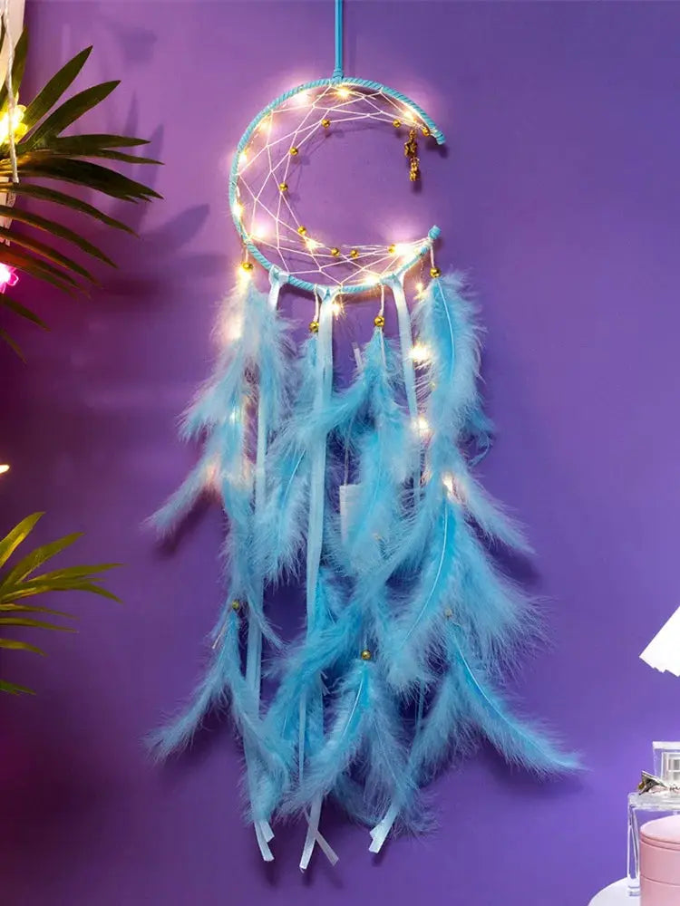 Moon Dream Catcher Feather Wind Chimes Hand-woven Wall Bedroom Hanging Ornaments Birthday Festival Gifts Home Decoration Crafts from PriceLows™