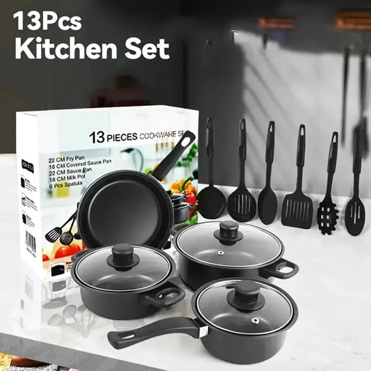 13-Piece Nonstick Cookware Set, Induction Compatible Pots and Pans with Utensils for Kitchen & Outdoor Cooking from PriceLows™