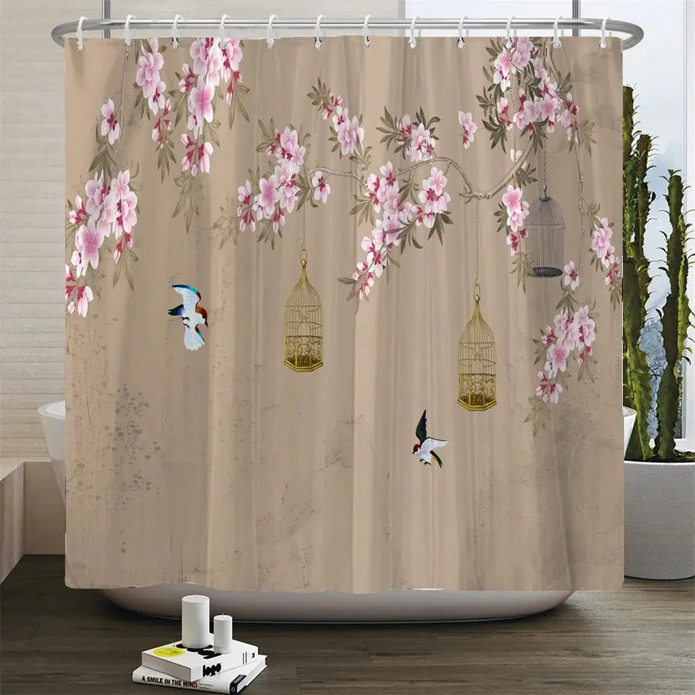 Chinese Style Flower and Birds Tree Shower Curtains Bath Curtain Waterproof Bathroom Decor With Hooks 3d Printing Bath Curtain from PriceLows™