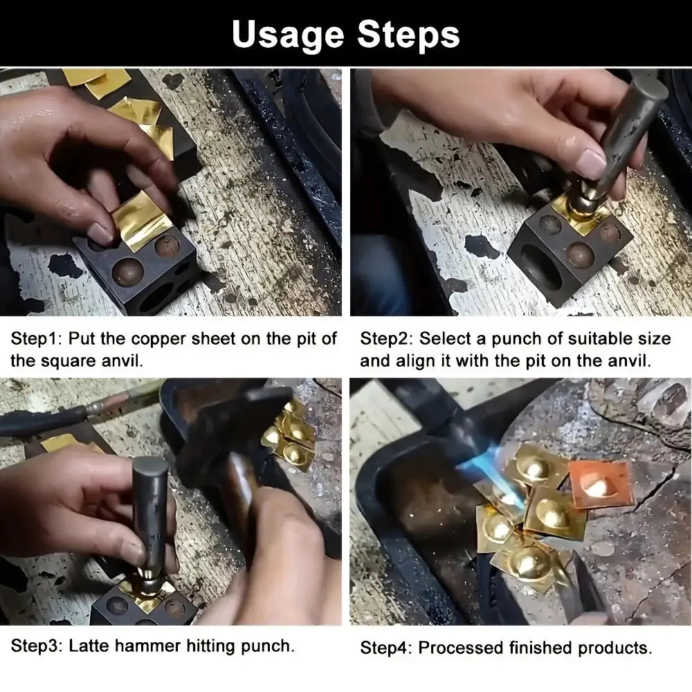 Jewelry Shaping Tool Kit | Steel Dapping Block | Punches Set | Ring Engraving With Storage
