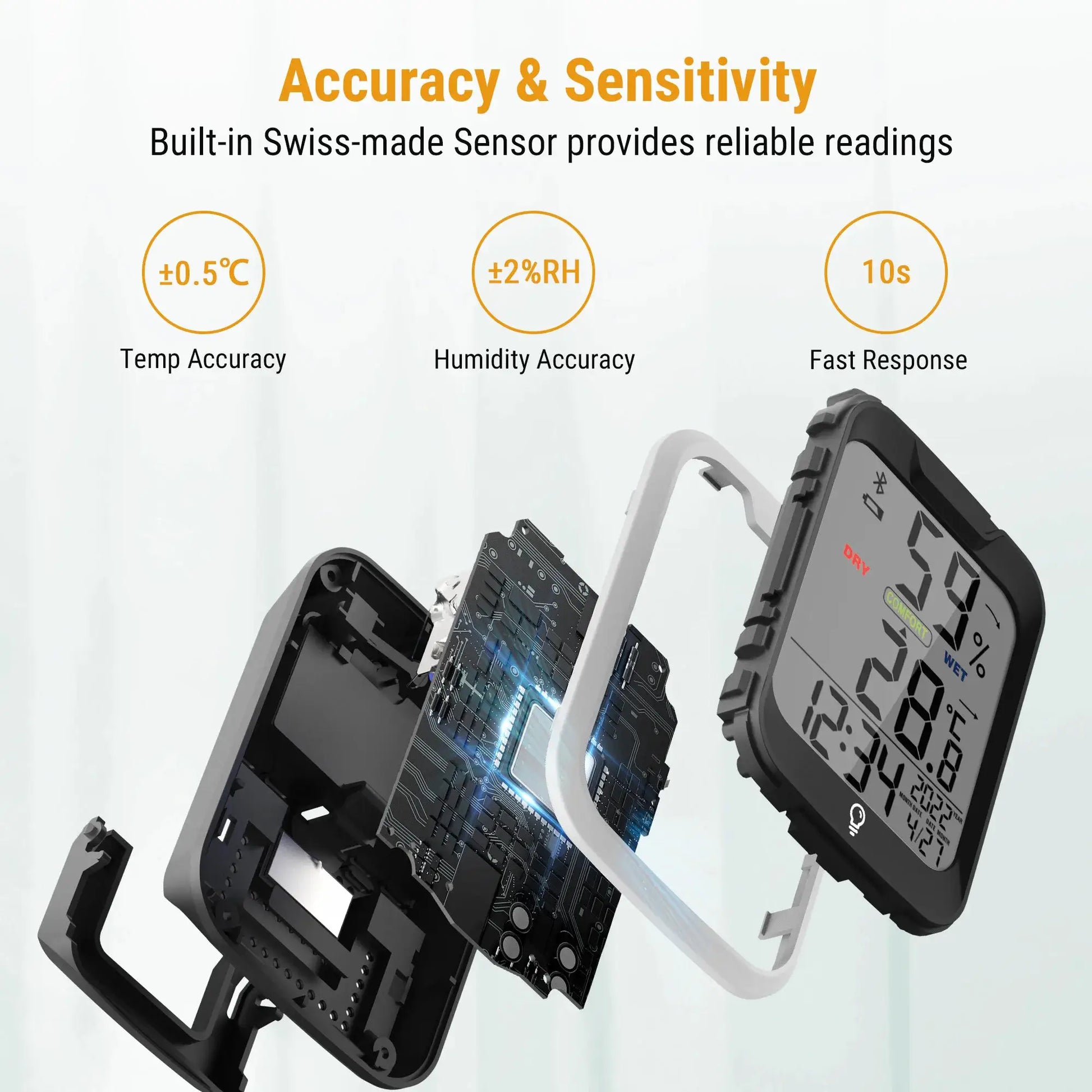 ThermoPro TP358 Backlight Bluetooth-contected APP Digit Weather Station Indoor Thermometer Hygrometer For Home With Clock & Day from PriceLows™