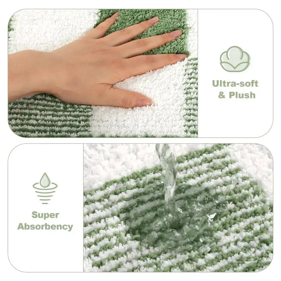 Checkered Bathroom Rug Sets 5 Piece, NonSlip Ultra Absorbent Microfiber Bath Mats, Machine Washable Plush Shag Ultra Soft Bath R from PriceLows™