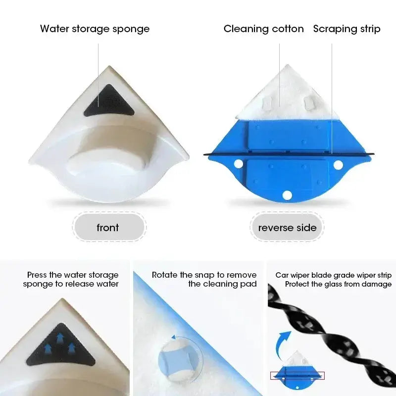Magnetic Glass Cleaner | Dual Sided | Automatic Drainage | Universal Fit