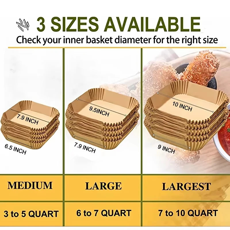 Air Fryer Liner | Compatible With Cosori Ninja Square Round | Parchment Paper