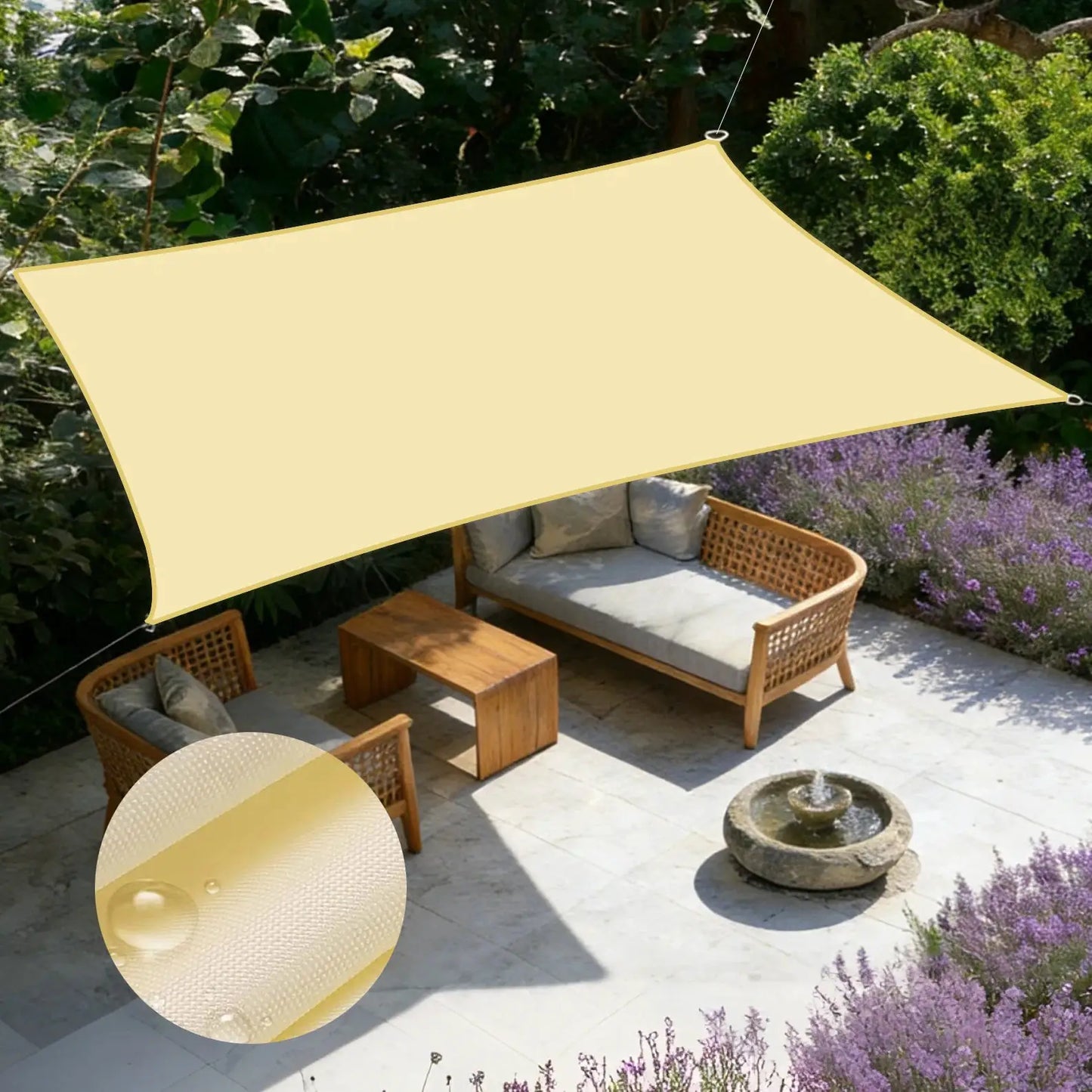 Outdoor Rectangular Sun Sail | Breathable Poly Cotton | UV Proof Shade Cover