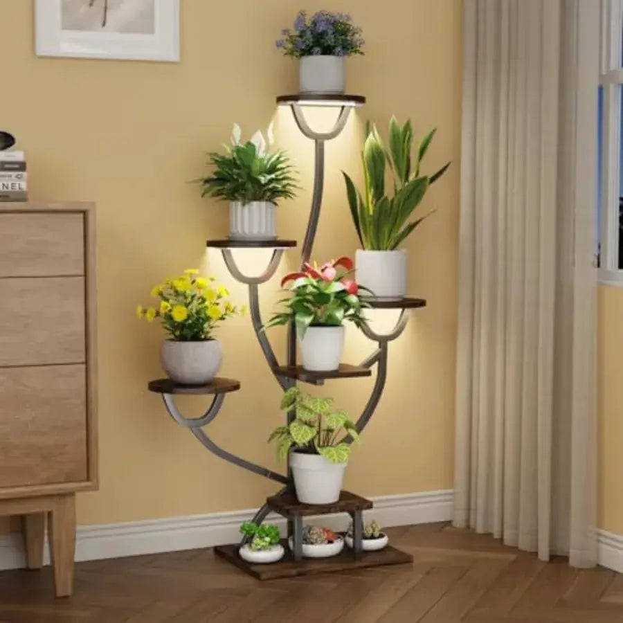 Plant Stand Indoor with Grow Lights - 44.2" Tall Plant Shelf, Lighted Corner Plant Stands for Indoor Growing, 7 Tiered Metal an from PriceLows™