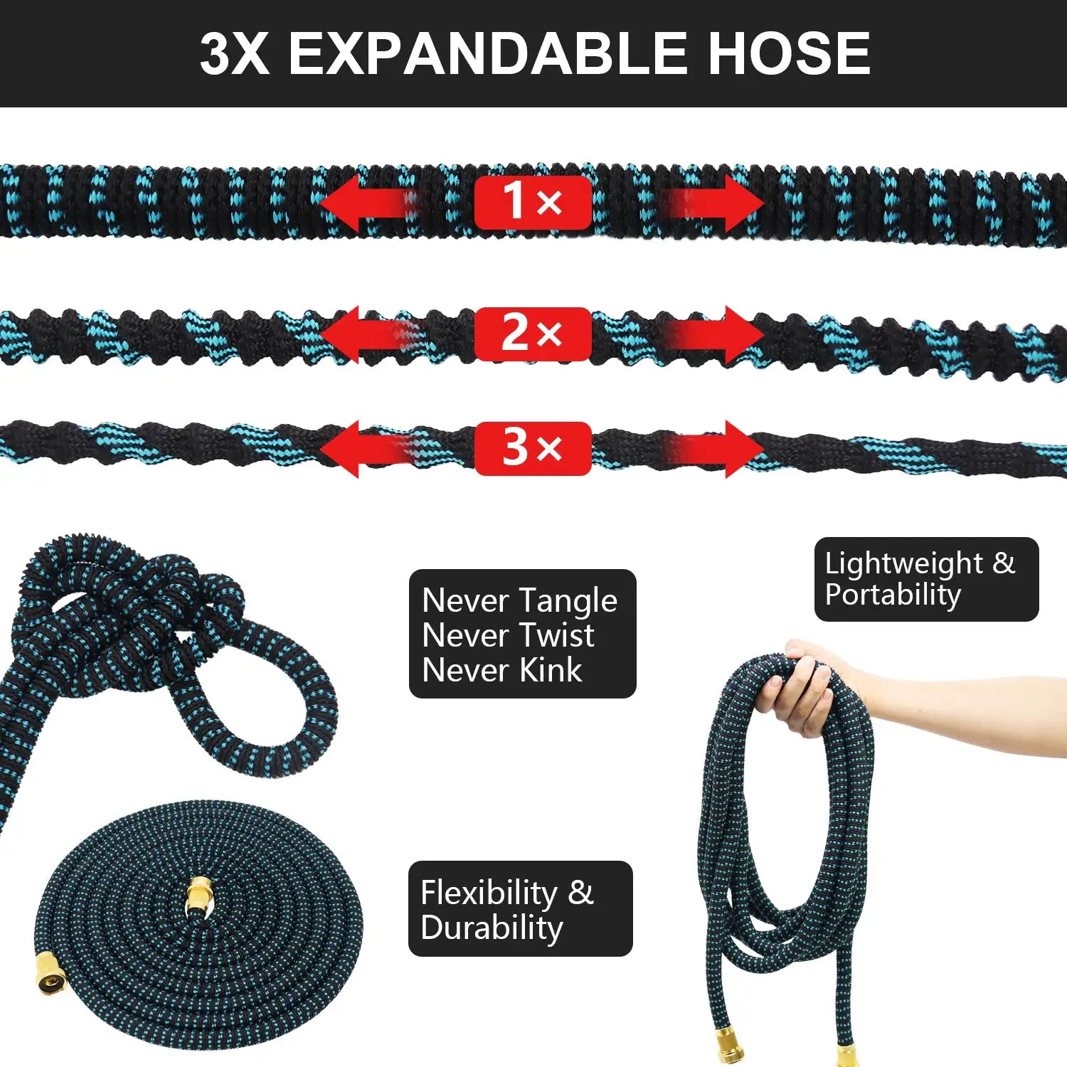 GardenJoy Expandable Garden Hose 3/4 in. x 50 ft. with 7 Function Spray Nozzle Magic Hose outdoor garden hose Water hose from PriceLows™