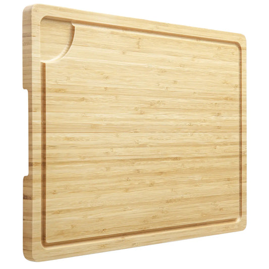 Bamboo Chopping Board, Large Wooden Cutting Board with Juice Grooves & Handle, over | Bamboo | Bathroom Use | Bathroom