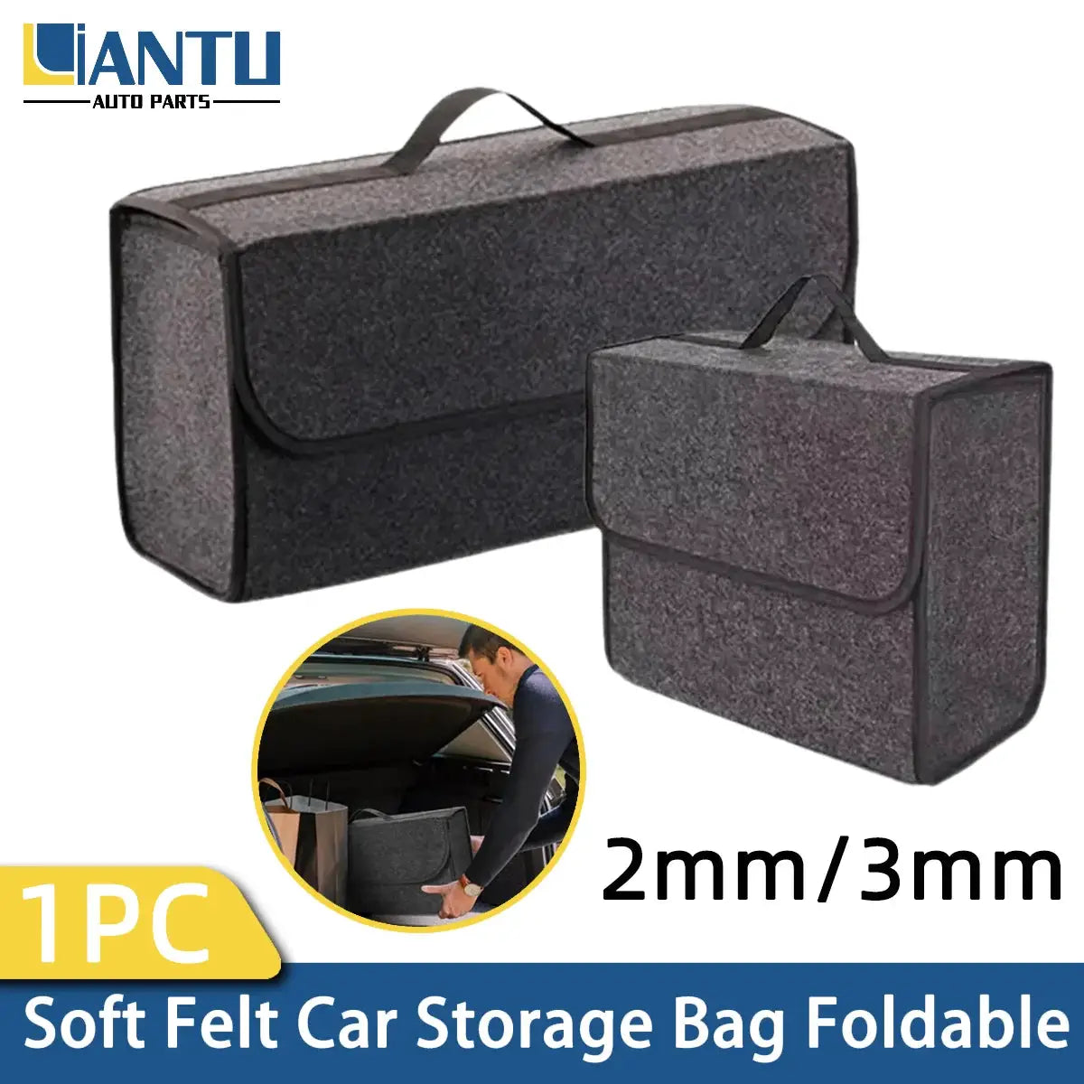 1PC 2/3mm Car Trunk Soft Felt Storage Box Car Storage Bag Foldable Handheld Design Car Storage Bag Car Trunk Organizer Odorless from PriceLows™