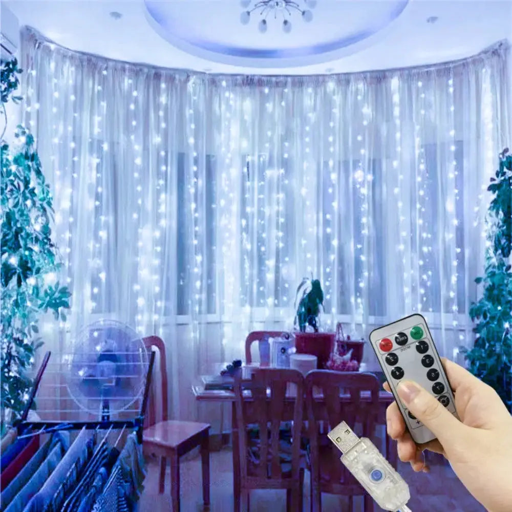 USB Plug 8 Modes LED Wedding Garland Curtain Fairy Light Curtain Lights for Home Valentine's Day Ramadan EID Mubarak Decoration from PriceLows™
