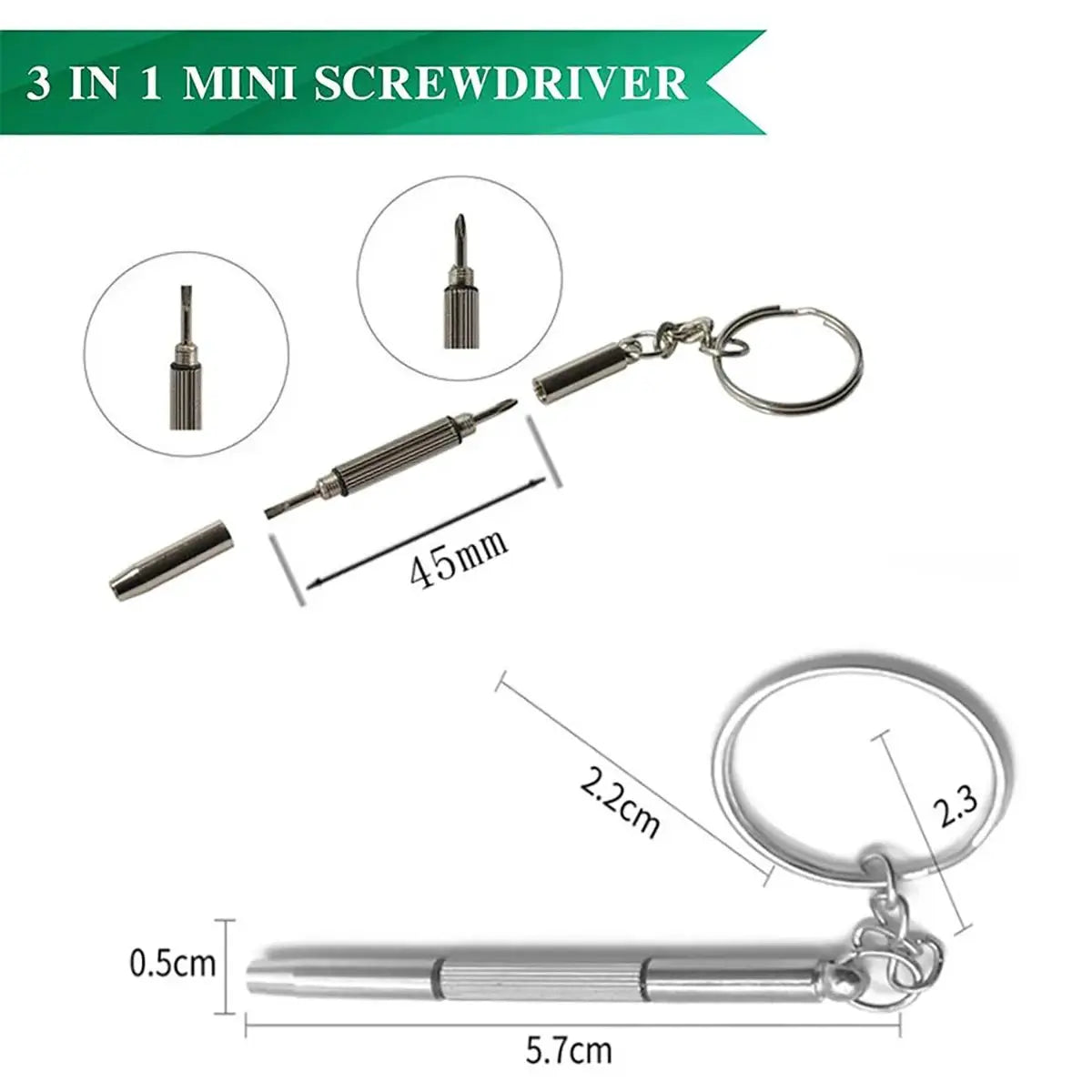 Eyeglass Screwdriver Set | 3 In 1 Multi Bit | Titanium Steel | 1 2 10 Pack