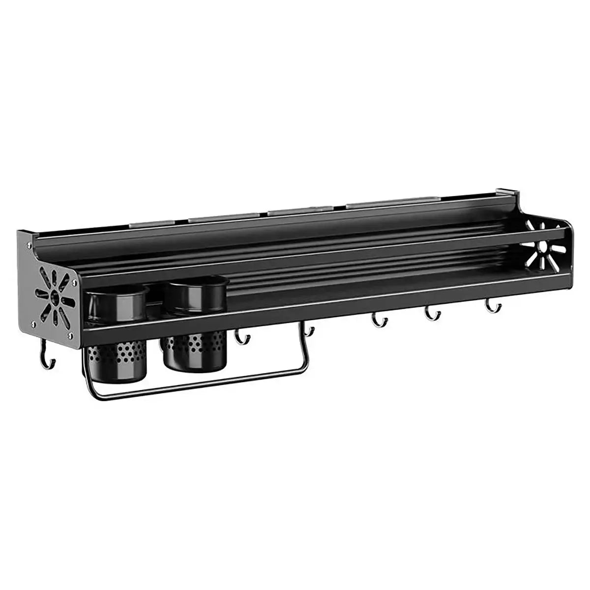 Metal Kitchen Shelf No-Punch Large Capacity Storage Kitchen Utensils Skeletonized Drainage Design Easy to Clean Black from PriceLows™