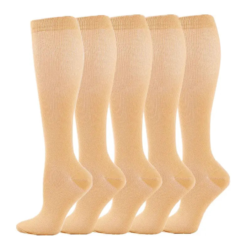 Compression Socks | 20-30 MmHg | Crew Length | 5 Pairs Nylon