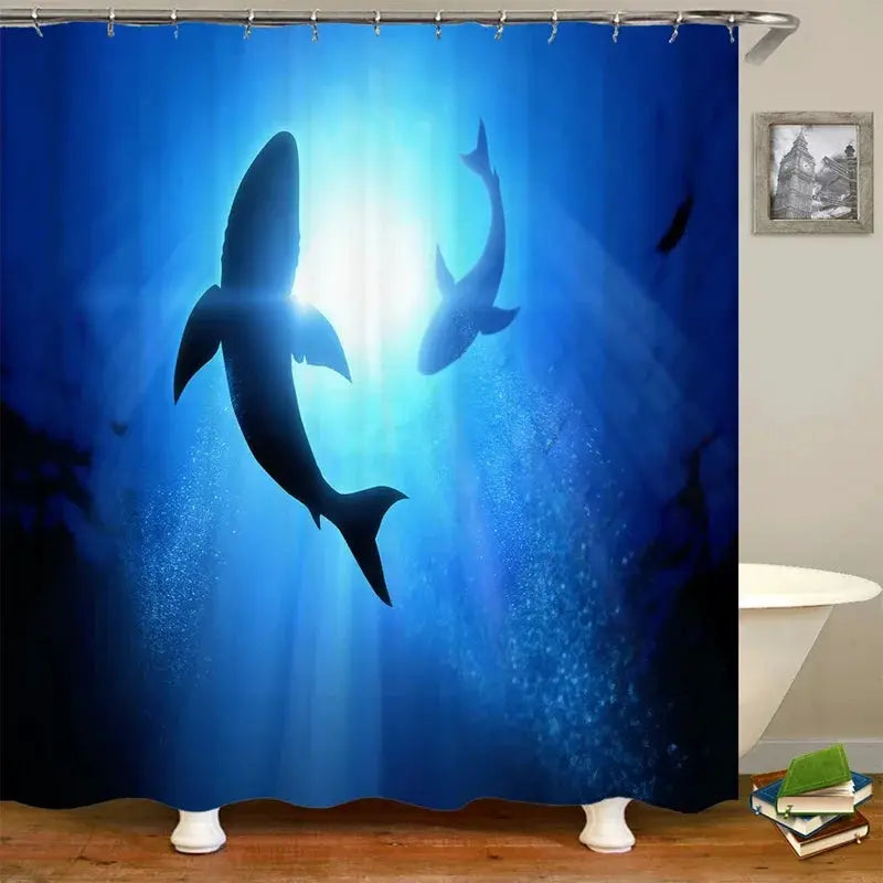 Dolphin Shower Curtain Sea Theme Shower Curtain Hook Washable Dolphin Waterproof 3D Animals Shower Curtain for Bathroom Decor from PriceLows™