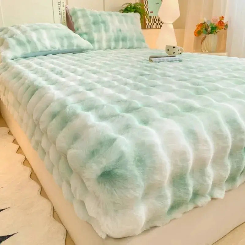 Fitted Bed Sheet | Plush Winter Warm | Solid Color | Full To King