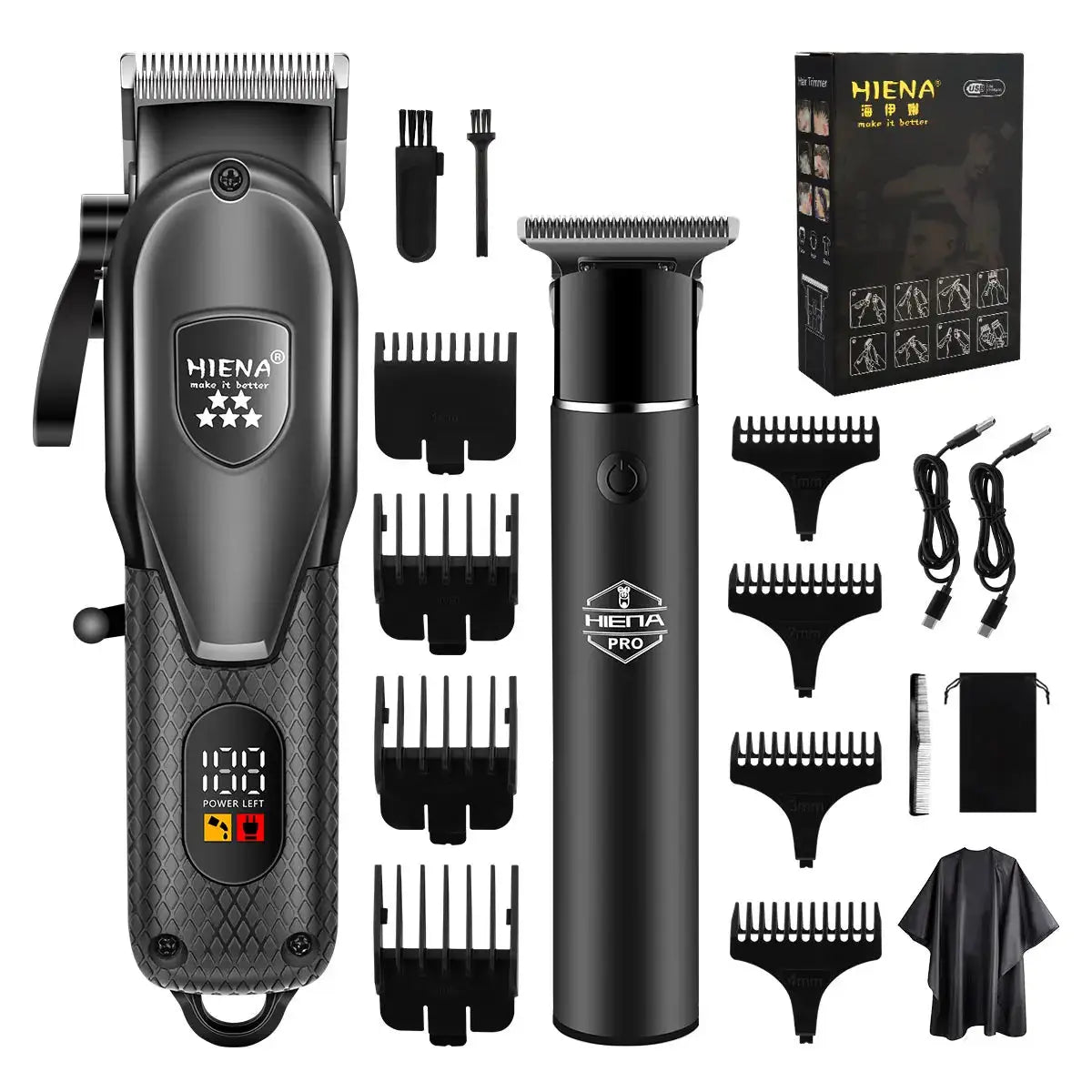Hair Clipper Kit | Stainless Steel Blades | LCD Display