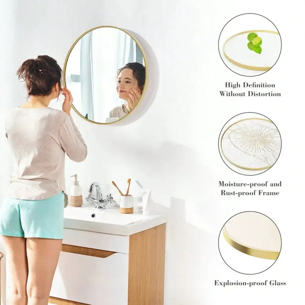 Sweetcrispy 2 Sizes Round Wall Mirror, Bathroom Mirrors For Over Sink, Circle Mirror For Bathroom, Entryway, Bedroom, Vanity Hom from PriceLows™
