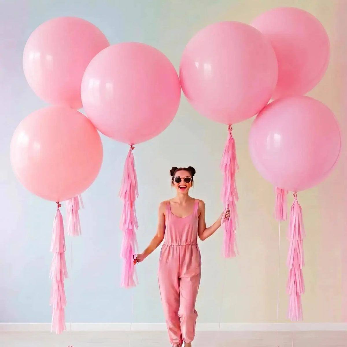 Christmas Giant Balloons | 36 Inch Latex | Tassel Tails | 6 Piece Set