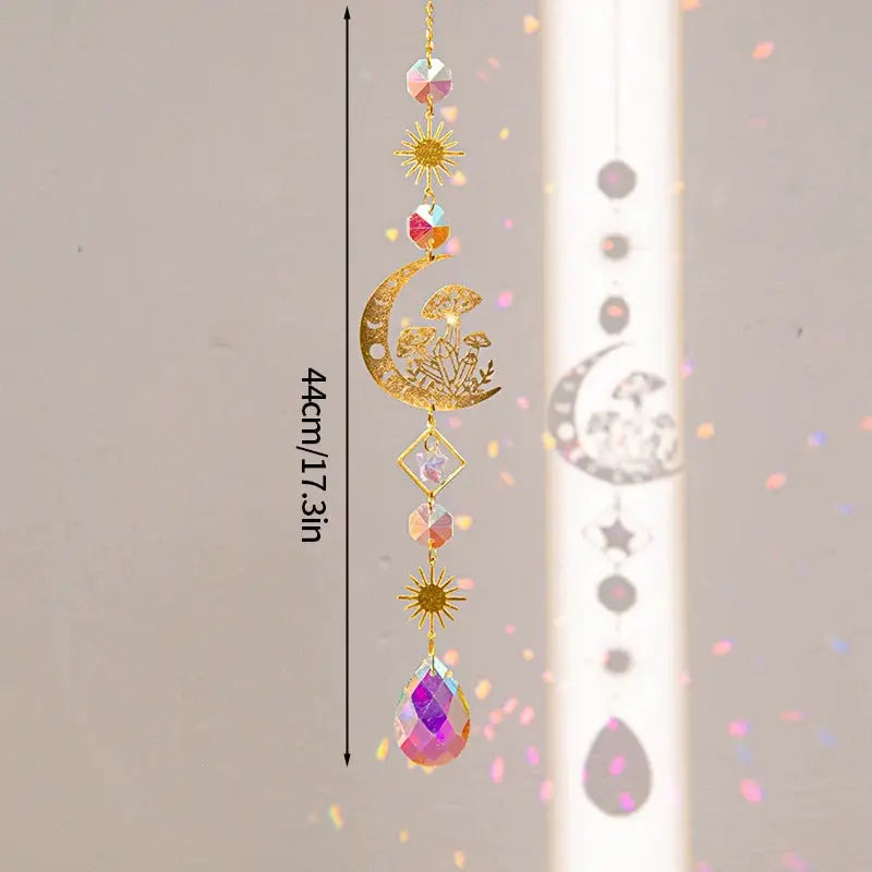 Crystal Suncatcher Moon Star Rainbow Sun Catcher Wind Chime Pendant Sun Catcher Pendants Outdoor Garden Yard Hanging Decor from PriceLows™