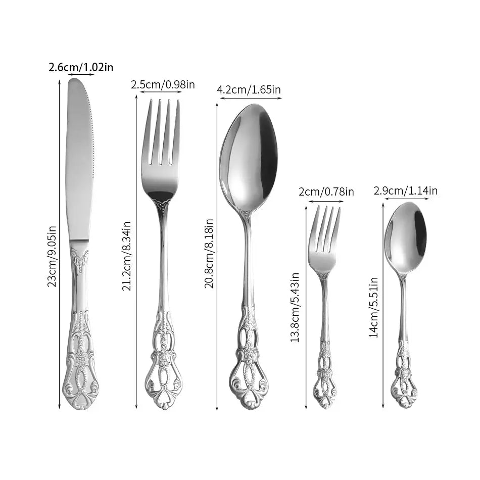 40pcs elegant silver cutlery set features stainless steel openwork handles and includes forks, spoons, and knives. Perfect for w from PriceLows™