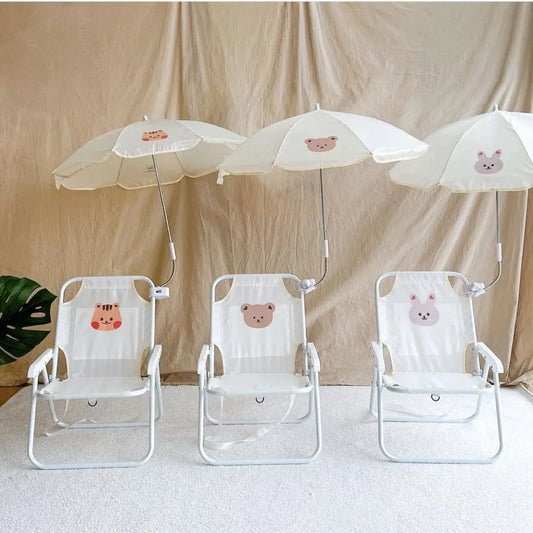 Children's Outdoor Beach Chair With Umbrella Cute Ins Wind Portable Folding Chair Seaside Photo With Parasol Back Chair from PriceLows™