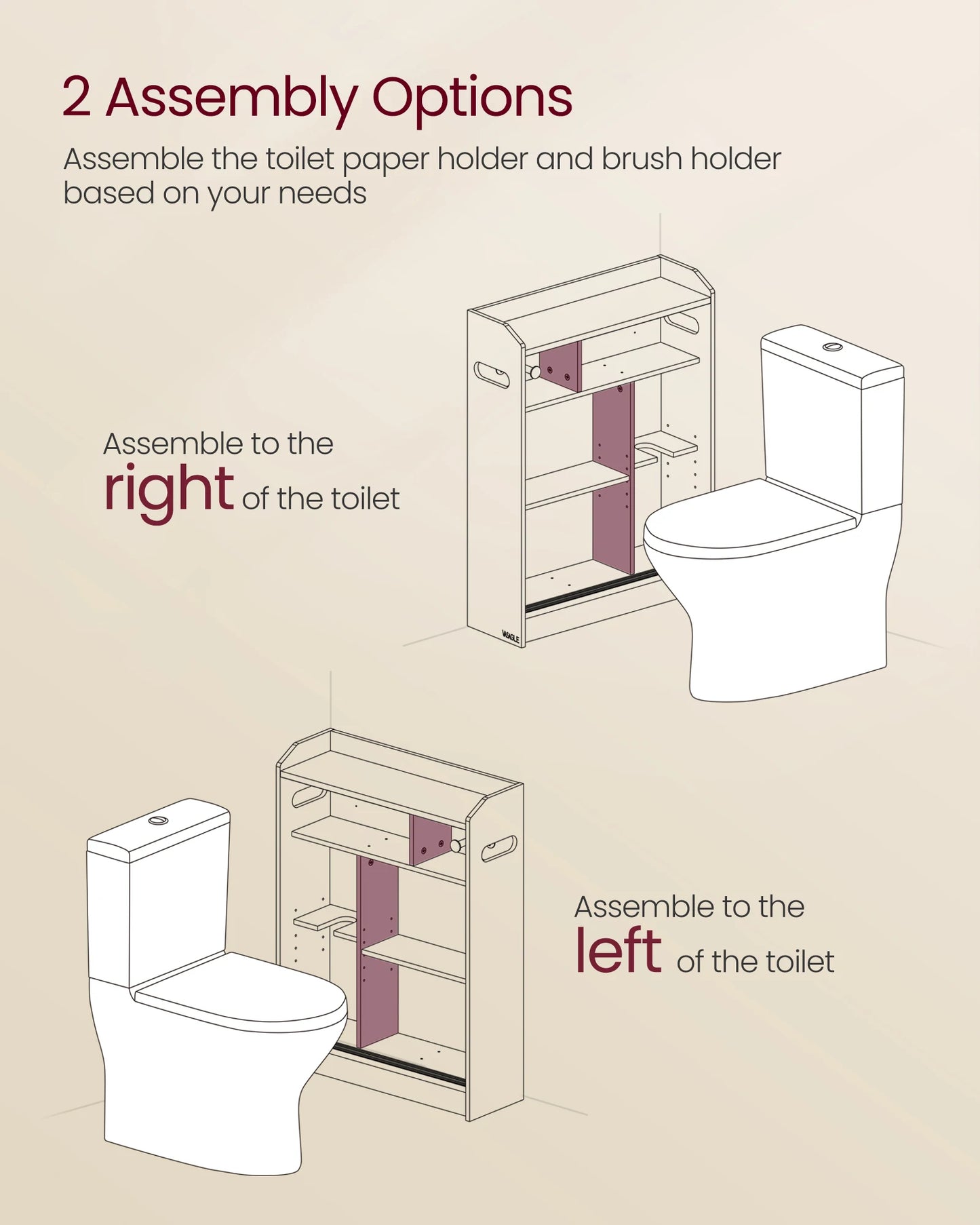 Storage Cabinet | Sliding Doors | Toilet Paper Holder | Slim Cabinet