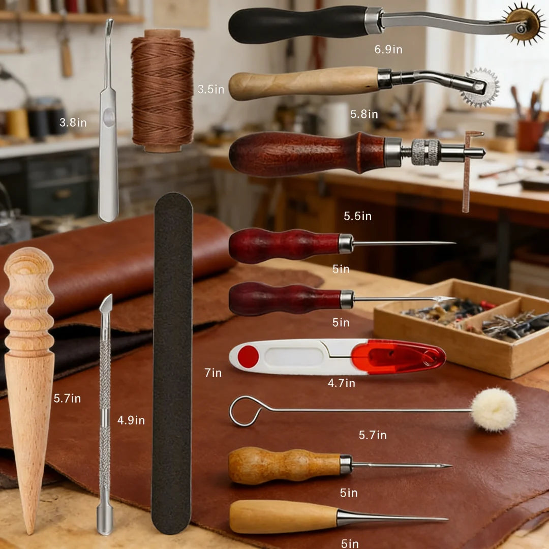 Leather Craft Tool Kit Leather Hand Sewing Repair Kit Stitching Punch Carving Work Groover Set DIY Tool Set Professional from PriceLows™