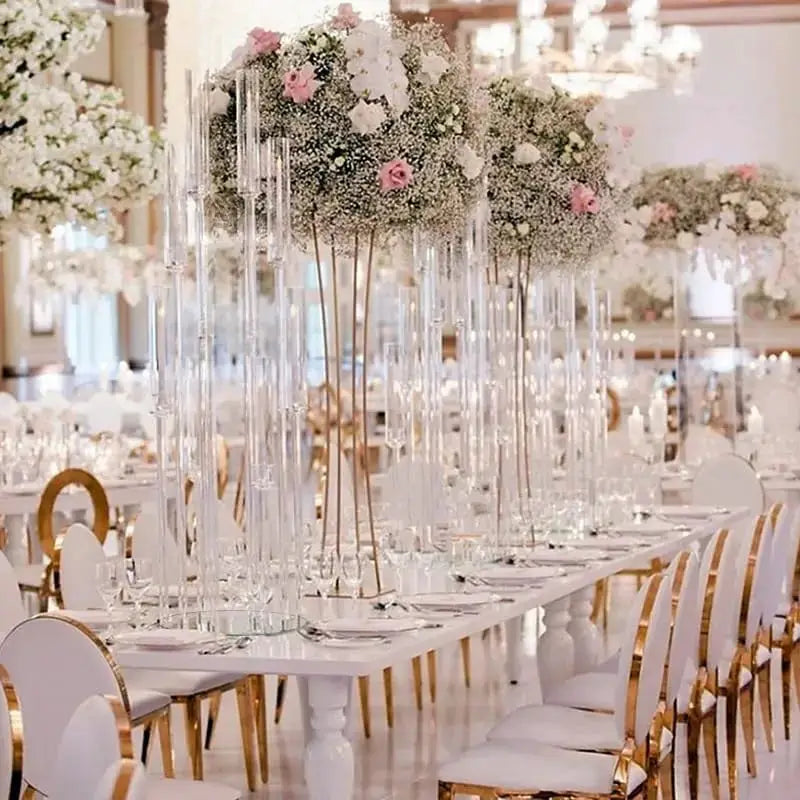 Clear Acrylic Candelabra | 8 Arms | LED Compatible | 10 Pack