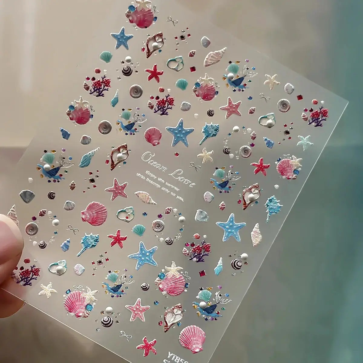 Silver Foil Ocean Nail Stickers 5D Embossed Starfish Shell Nail Art Decals Metallic Marine Manicure Decoration Summer DIY from PriceLows™