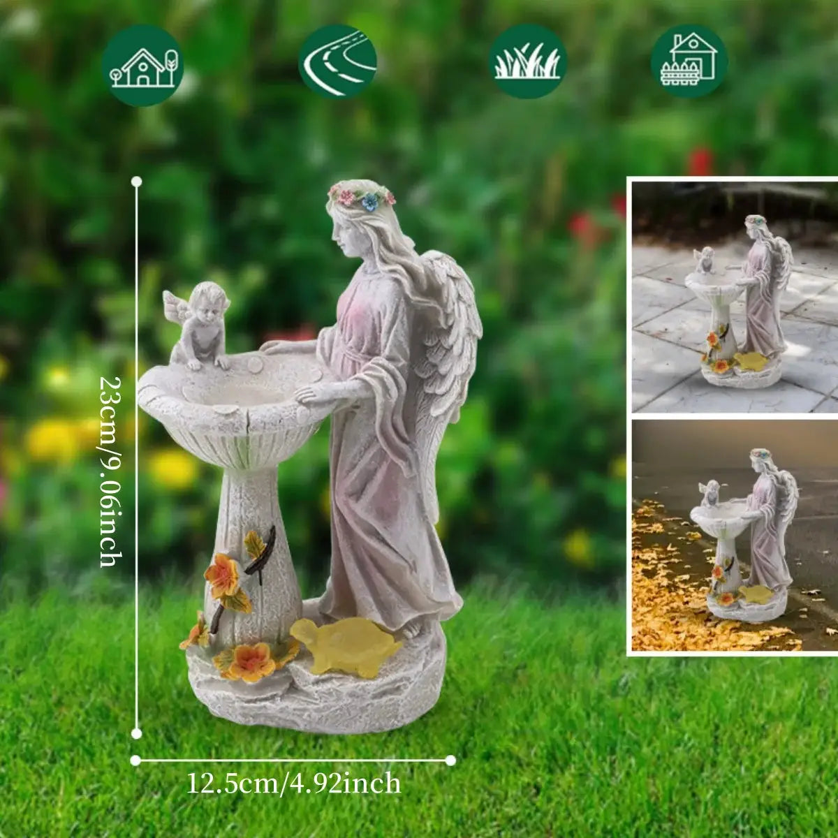 Outdoor Garden Solar Statue Light, Solar Angel Decor Statue, Garden resin angel fountain pool statue light, for Patio Home Decor from PriceLows™