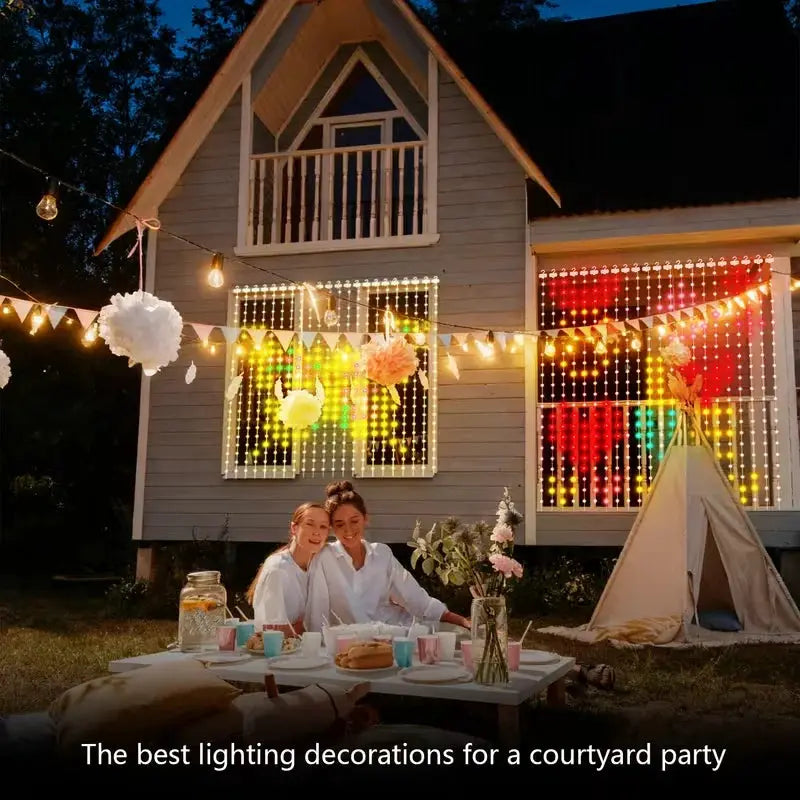 RGBIC Smart Curtain Led String Light 400 Leds Outdoor DIY Lights Pattern App Remote Control WS2812B Display Garland Decoration from PriceLows™