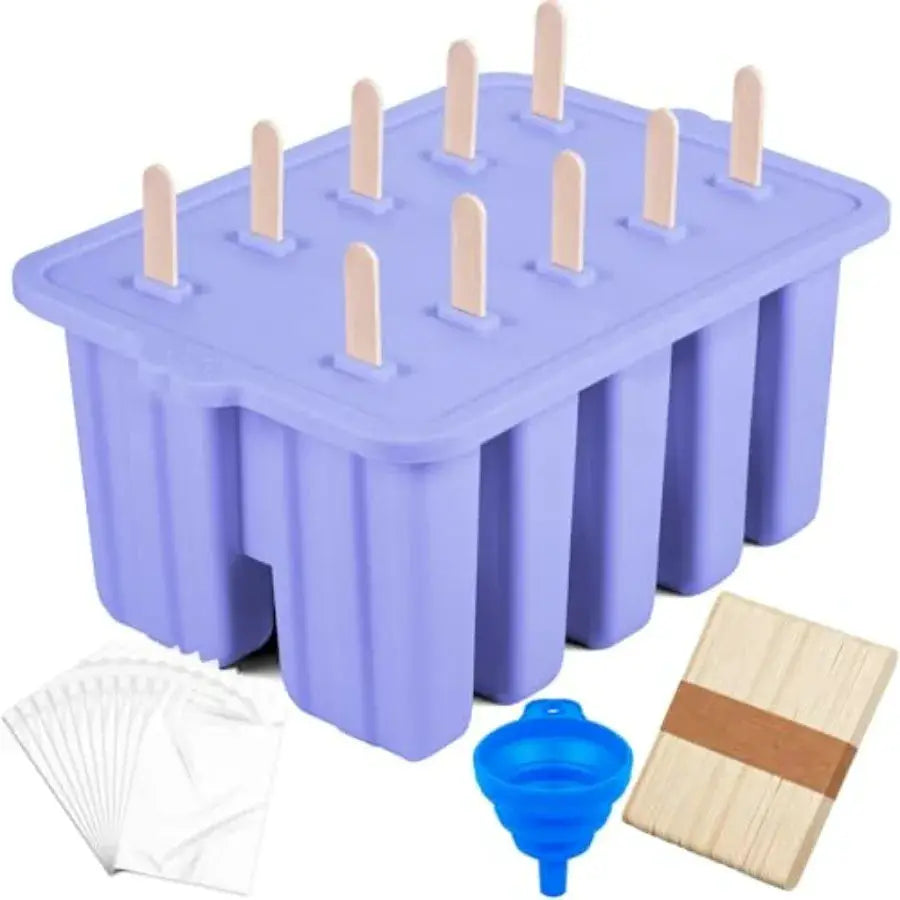 Silicone Popsicle Molds, 10 Cavity Homemade ICE Popsicle Molds Food Grade BPA-Free with Popsicle Maker Sticks Popsicles Bags A from PriceLows™