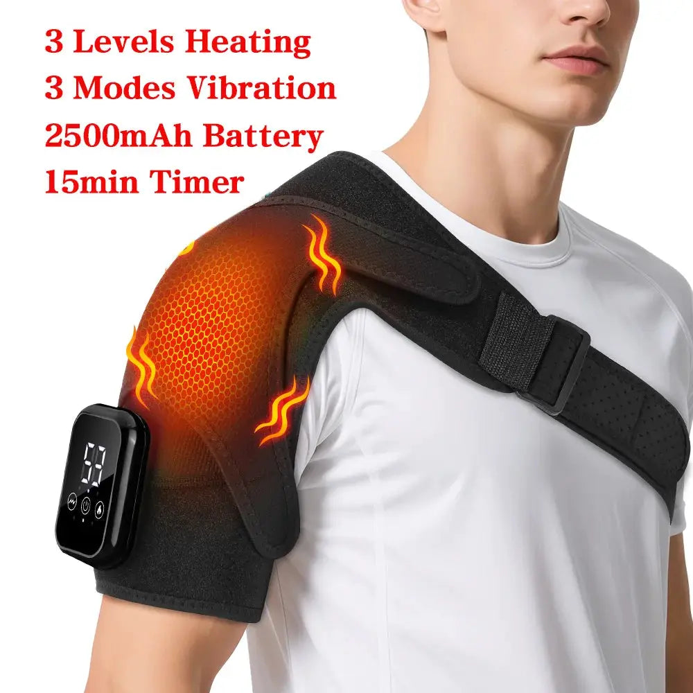 Heated Vibration Shoulder Brace | 3 Heat & Vibration Modes | Left & Right Fit