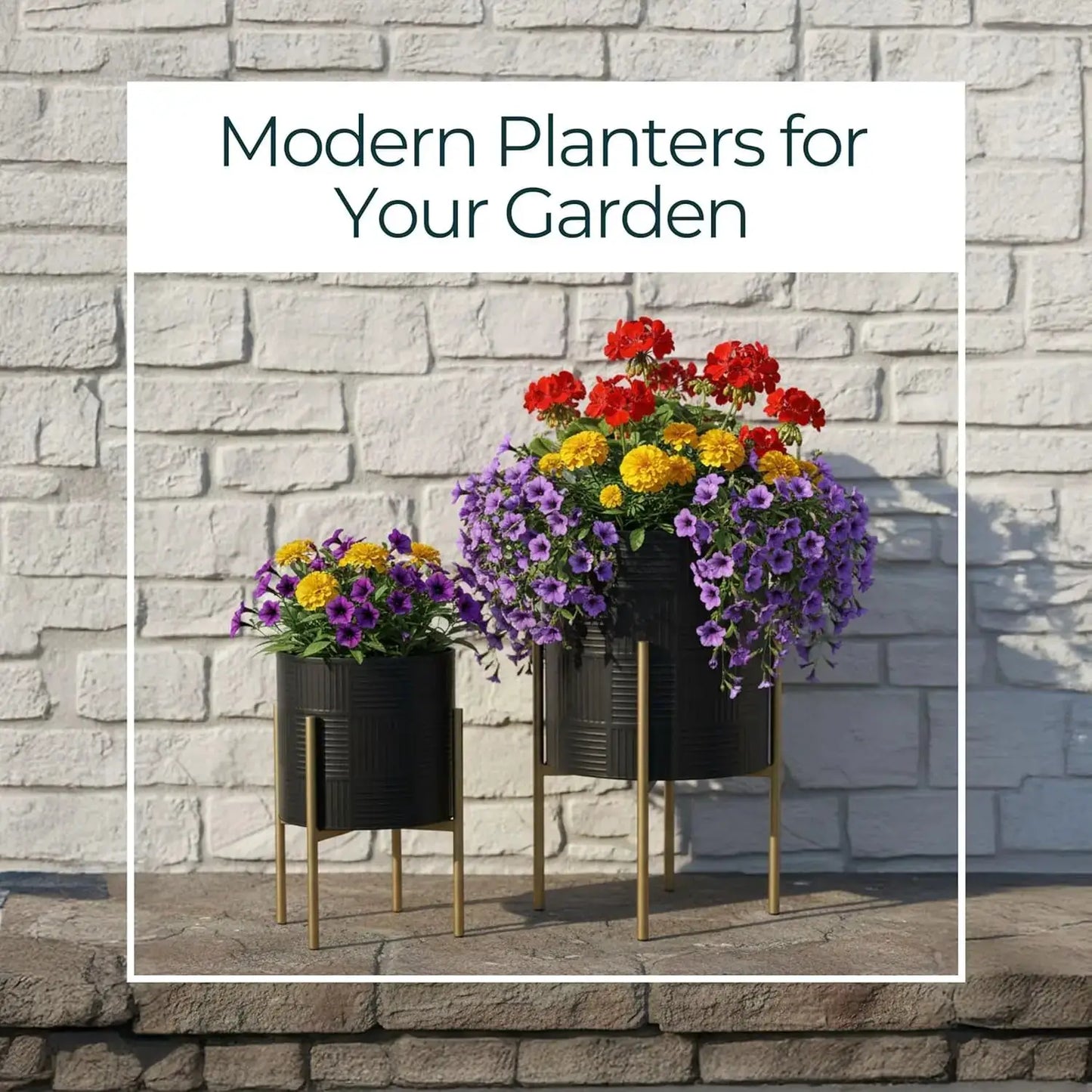 Decorative Flower Pots with Metal Stand for Home Decor - Modern Planters for Hallway, Entryway, and Living Room Decor - from PriceLows™