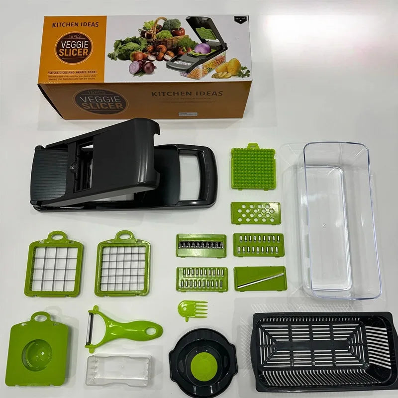 Vegetable Cutter | 16 In 1 Multifunction | Stainless Steel Blades | 1 Set