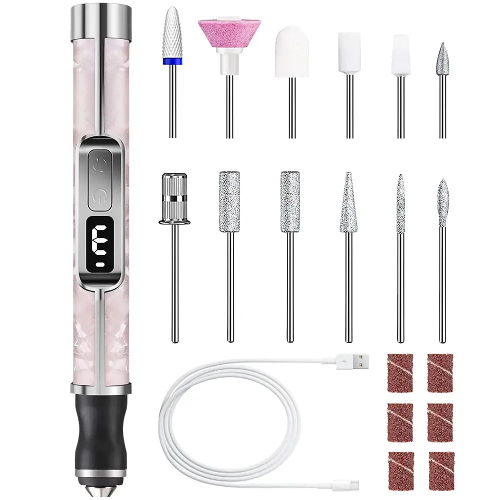 Professional Electric Nail Drill File - 3 Modes, Display & 12 Drills, Portable Manicure Pedicure Polishing Grinding Machine Kit from PriceLows™