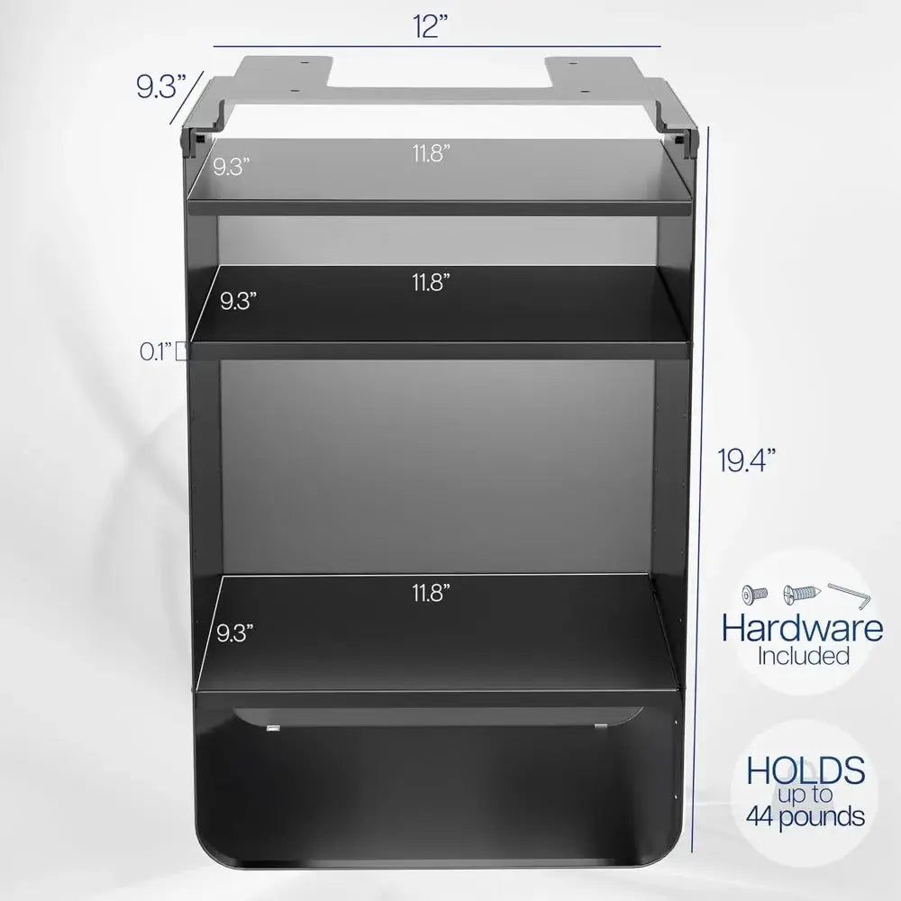Under Desk Storage Cabinet, High acity Shelving Unit with Height Adjustable Shelves, Holds 44 lbs, Black, DESK-SC01 from PriceLows™