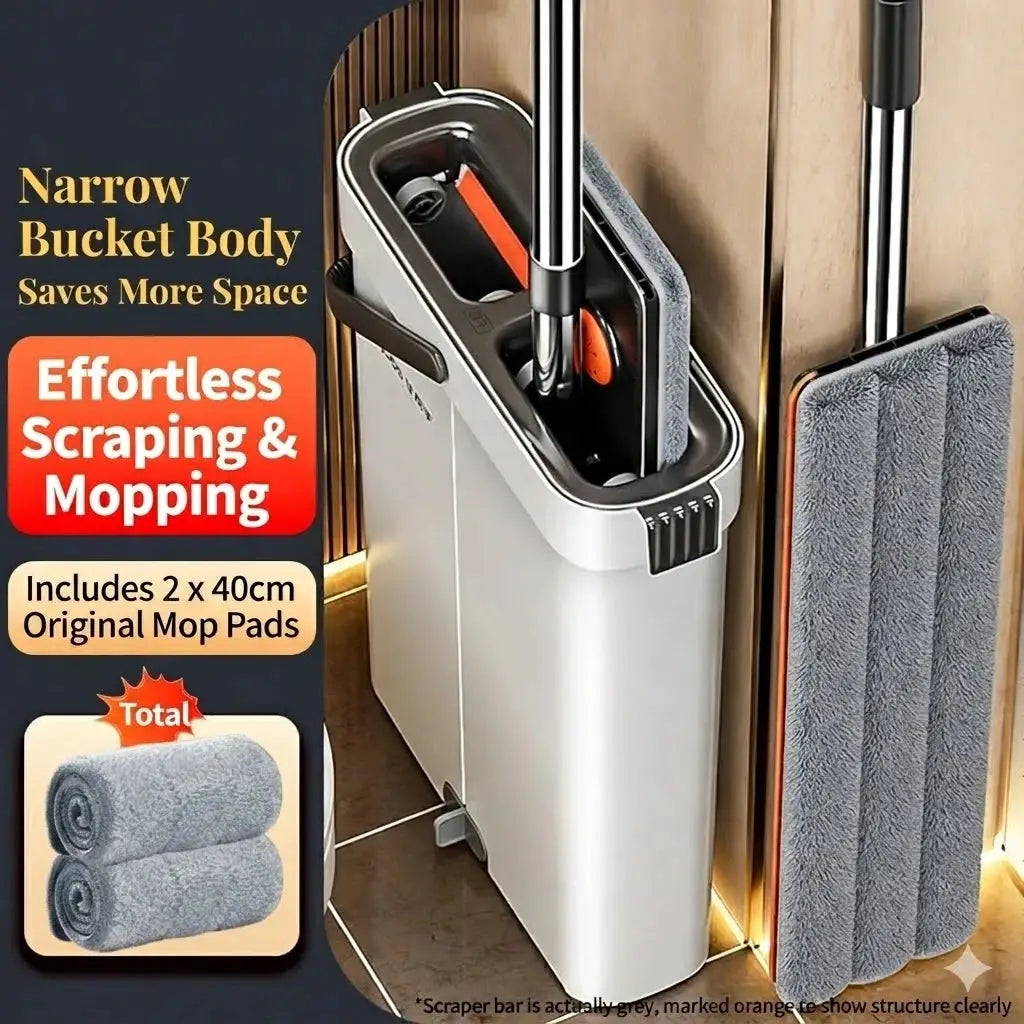 Slim Flat Mop | Self Wringing | 2 Washable Pads | 5.3 Inches